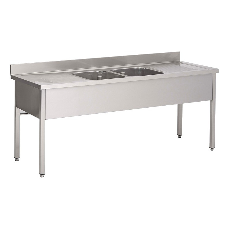 PLONGE INOX 2 BACS + 2 EGOUTTOIRS