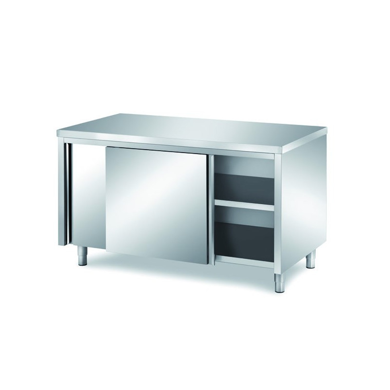 MEUBLE BAS INOX TRAVERSANT AVEC PORTES GRANDE CUISINE 