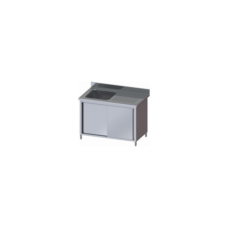 MEUBLE PLONGE INOX  1 BAC + 1 EGOUTTOIR