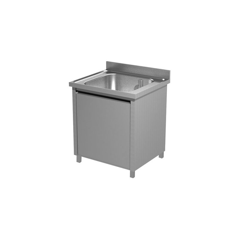 MEUBLE PLONGE INOX 1 BAC SANS  EGOUTTOIR