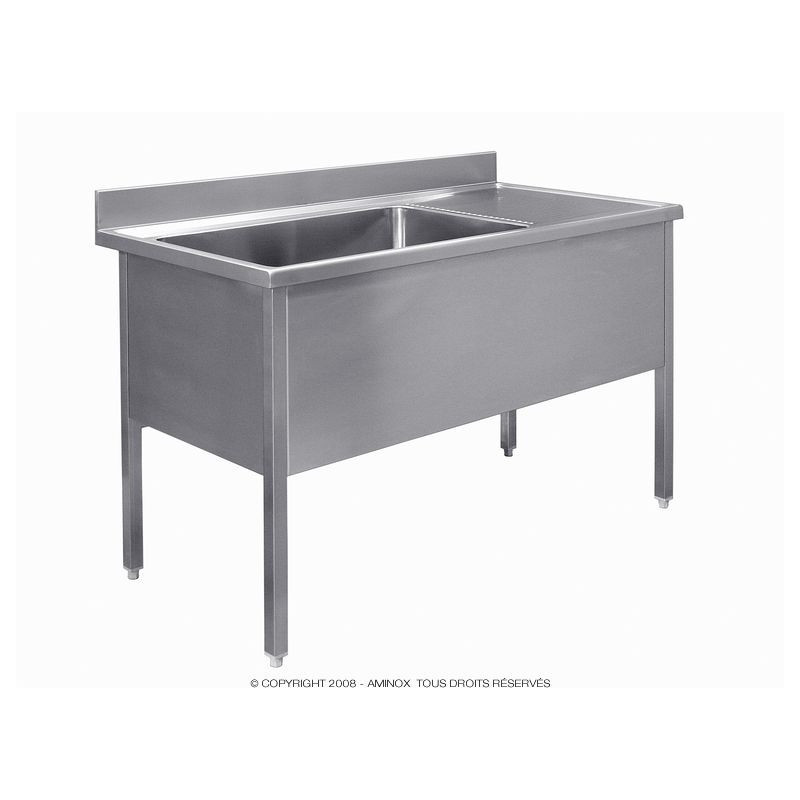 PLONGE INOX 1 GRAND BAC + 1 EGOUTTOIR