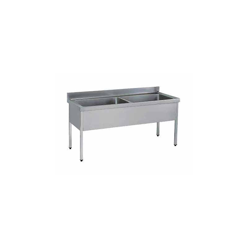 PLONGE INOX 2 GRANDS BACS SANS ÉGOUTTOIR