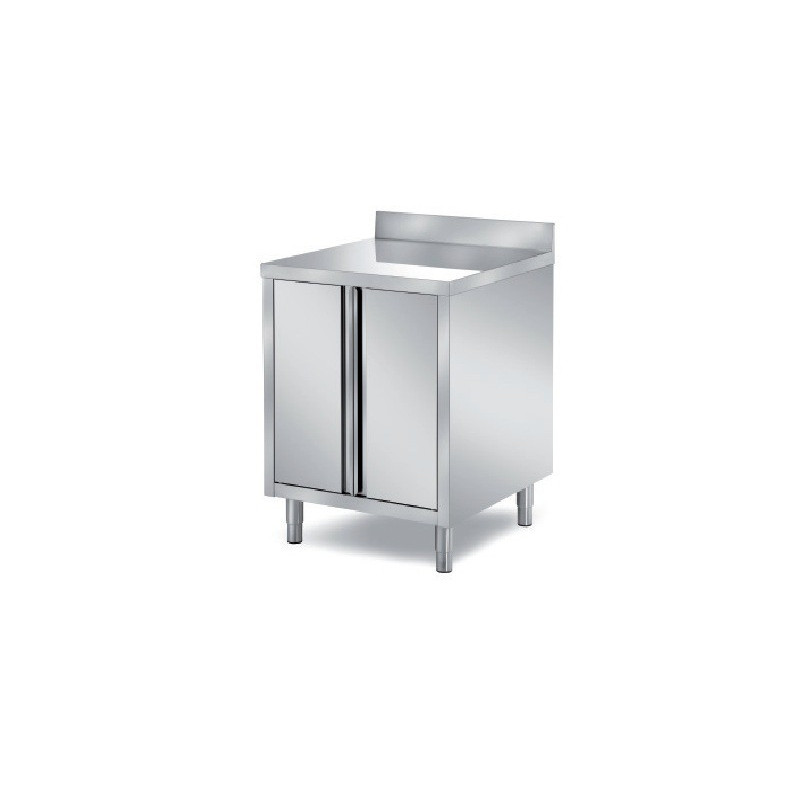 MEUBLE BAS INOX ADOSSE PORTES BATTANTES