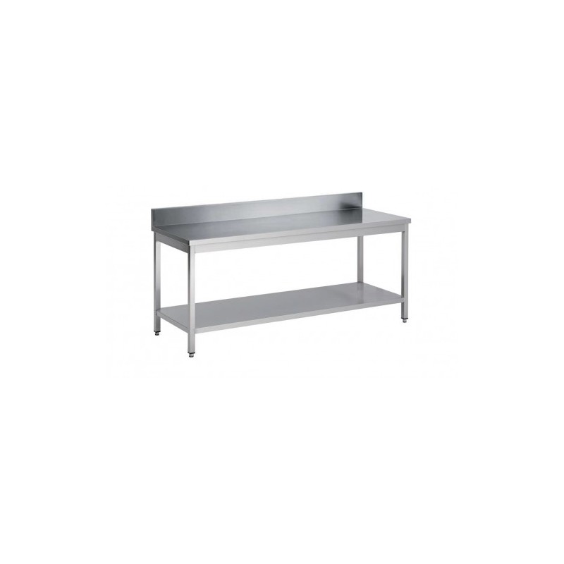 TABLE INOX ADOSSEE 1500X700X850 MM DEMONTABLE AVEC ETAGERE BASSE (entrée de gamme)