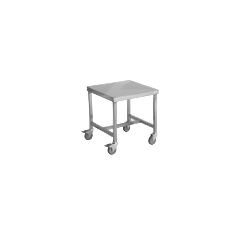 TABLE INOX CENTRALE 600X600X850 MM SUR ROUES