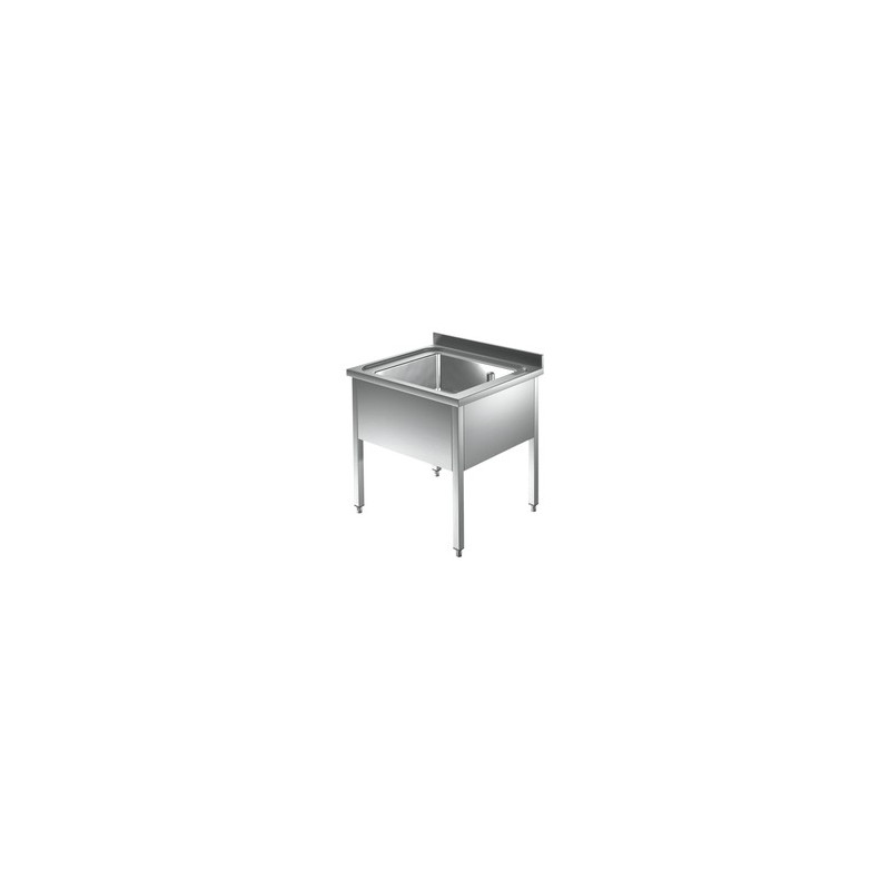 PLONGE INOX SOUDEE 1 BAC 600X600 MM SANS EGOUTTOIR (1 en stock)