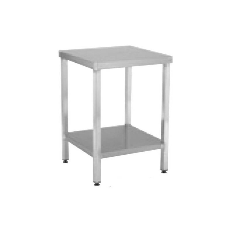 TABLE INOX CENTRALE 600X600X850 MM DEMONTABLE AVEC ETAGERE BASSE (entrée de gamme)